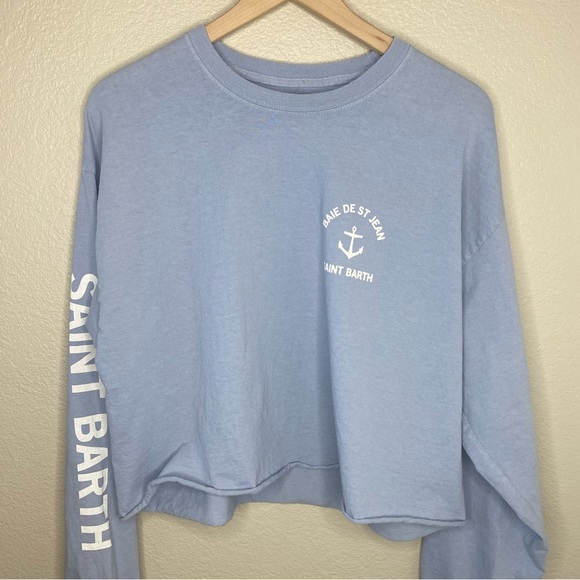 Brandy Melville John Galt RARE Saint Barth Baby Blue Long Sleeve Tee / One Size - Picture 2 of 4